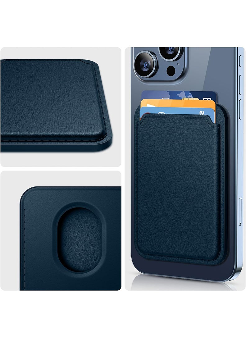 Theodor - Magnetic Wallet, Compatible with MagSafe Wallet, for iPhone Wallet, for iPhone 16/15/14/13/12 Series, Not for iPhone 13/12 mini, 3 Card Holder, Vegan Leather, Navy - aces 2 - Image 1