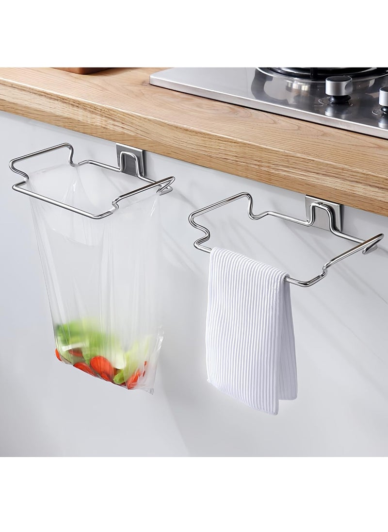 MODERN HOME - Stainless Steel Hanging Garbage Bags Storage Organizer Rack Stainless Steel Trash Bag Holder - Image 1