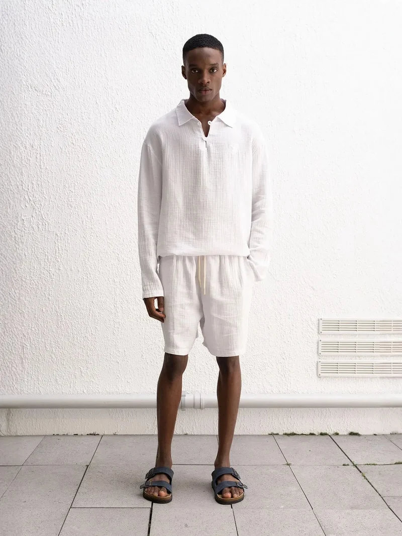 GIESTO Textured Button Collar Shirt