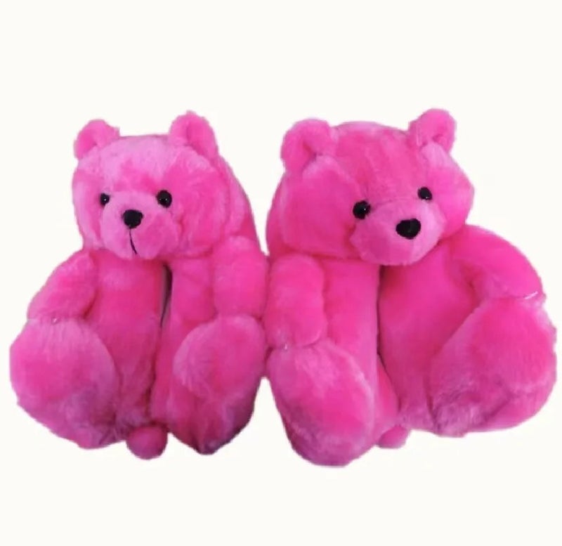 Y&D Price Fluffy Warm Kids Lady Size Teddy Bear Shape Animal Cartoon Winter Indoor Soft Slipper Shoes - Image 1