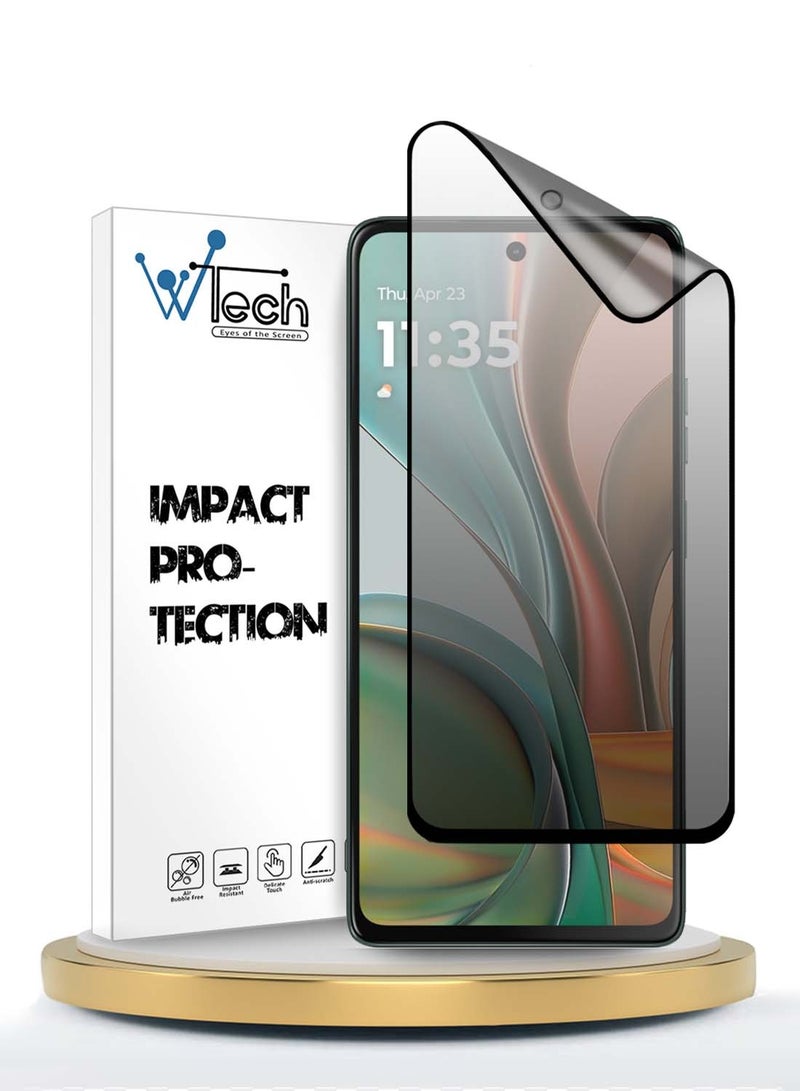Wtech Motorola Moto G75 5G 2024 Nano Ceramic Privacy Full Glue Full Cover Matte Flexible Screen Protector - Clear/Black - Image 1