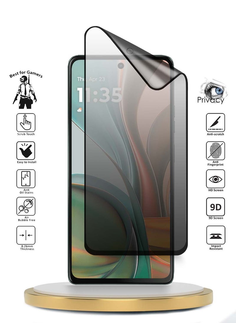 Wtech Motorola Moto G75 5G 2024 Nano Ceramic Privacy Full Glue Full Cover Matte Flexible Screen Protector - Clear/Black - Image 2