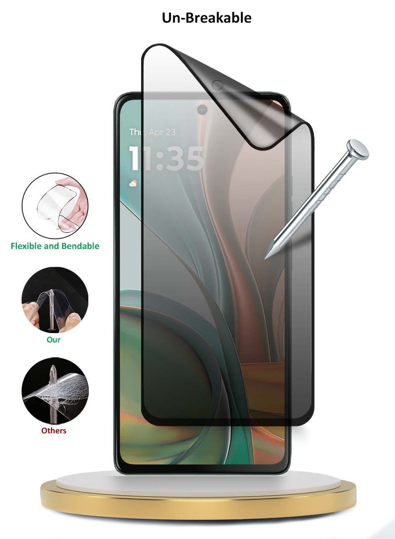 Wtech Motorola Moto G75 5G 2024 Nano Ceramic Privacy Full Glue Full Cover Matte Flexible Screen Protector - Clear/Black - Image 4
