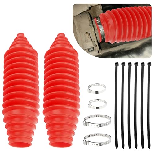 wedfish Car Rack and Pinion Boot Steering Rack Boot Tool KitDustproof Silicone Inner Tie Rod Boot Set with Rack and Pinion Bellow Cable Ties and ClampsProfessional Car Accessories Red - Image 1