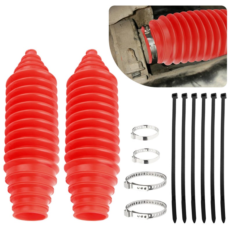 wedfish Car Rack and Pinion Boot Steering Rack Boot Tool KitDustproof Silicone Inner Tie Rod Boot Set with Rack and Pinion Bellow Cable Ties and ClampsProfessional Car Accessories Red - Image 3