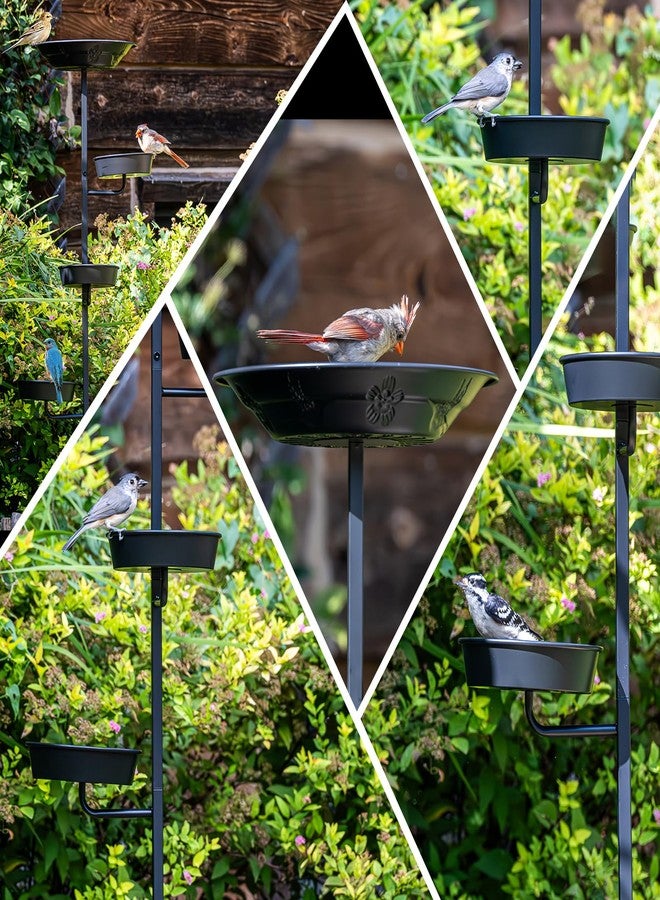 BOLITE Bird Bath for Outside, Metal Freestanding Birdbaths for Outdoors, Bird Feeder BirdBath Bowl for Garden Patio Yard Lawn Decor, 5-Pronged Base, Black, Gifts for Women Men, Gifts for Mom Dad - Image 4