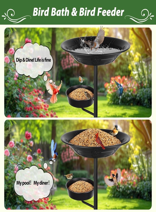 BOLITE Bird Bath for Outside, Metal Freestanding Birdbaths for Outdoors, Bird Feeder BirdBath Bowl for Garden Patio Yard Lawn Decor, 5-Pronged Base, Black, Gifts for Women Men, Gifts for Mom Dad - Image 3