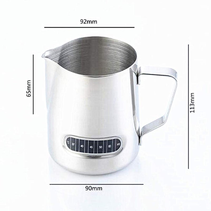 UZER Milk Frothing Pitchers 21 oz (600 ml) with Integrated Thermometer,Latte Art Jug Stainless Steel Creamer Temperature Espresso Steaming Pitchers - Image 5