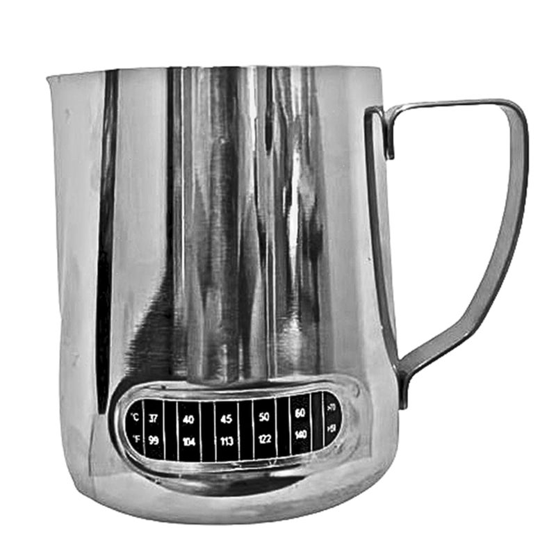 UZER Milk Frothing Pitchers 21 oz (600 ml) with Integrated Thermometer,Latte Art Jug Stainless Steel Creamer Temperature Espresso Steaming Pitchers - Image 1