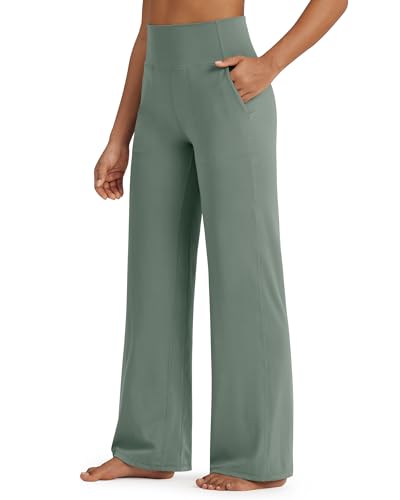 G4Free Yoga Pants Womens High Waist Loose Comfy Wide Leg Pants Dressy Casual Trousers with Pockets Gray SageMTall - Image 1
