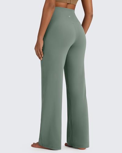 G4Free Yoga Pants Womens High Waist Loose Comfy Wide Leg Pants Dressy Casual Trousers with Pockets Gray SageMTall - Image 3