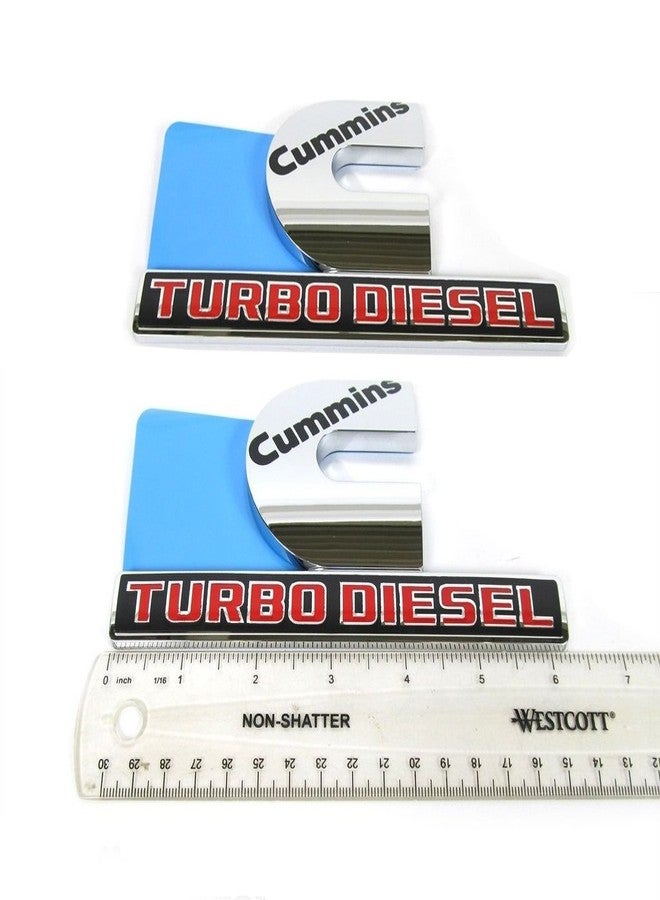 Yoaoo 2Pack OEM Chrome Cummins Turbo Emblem Badges Compatible with 2500 3500 Emblem Glossy 6.2" by 3.4" inches - Image 1