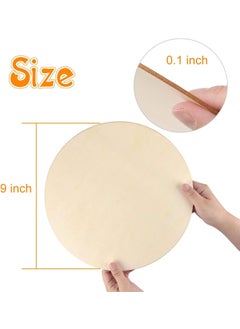 American-Elm American Elm 12 Pieces 9 Inch Unfinished Wooden Circles Wooden Cutouts Natural Round Wood Slices for DIY Wood Craft Door Hanger Painting Wedding Coasters Home Decoration  - Image 2