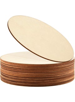 American-Elm American Elm 12 Pieces 9 Inch Unfinished Wooden Circles Wooden Cutouts Natural Round Wood Slices for DIY Wood Craft Door Hanger Painting Wedding Coasters Home Decoration  - Image 1