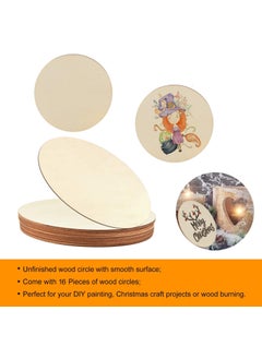 American-Elm American Elm 12 Pieces 9 Inch Unfinished Wooden Circles Wooden Cutouts Natural Round Wood Slices for DIY Wood Craft Door Hanger Painting Wedding Coasters Home Decoration  - Image 3