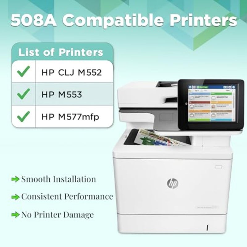 خراطيش حبر بديلة لطابعة الليزر المكتبية لسلسلة HP Color LaserJet Pro MFP M552/M553/M577 باللون الأصفر، حبر بوليمر عالي الإنتاجية، تناسق ألوان نابض بالحياة - Image 2