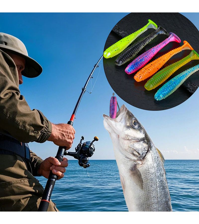 101Pcs Mixed Color Bass Lure 2.32 Inch Silicone Simulated Freshwater And Saltwater Soft Bait With Salt And Fishy Smell Essential Fishing Gear For Men Family Angling Gift Artificial Lure - Image 2