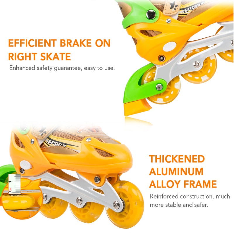 Inline Skates: Red Medium Size - 8 Auto Light-Up Battery-Free PU Wheels Abrasion-Resistant ABEC-7 Bearings Aluminum Alloy Frame Adjustable Boot Length Efficient Brake for Kids Adults Outdoor Use - Image 4