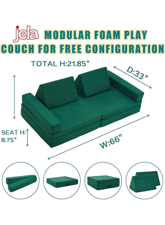 Jela Kids Extended Size Floor Sofa Couch - 8PCS Modular Furniture for Family, Adults, Toddlers, Babies - Playhouse Play Set, Indoor Foam Couch - Image 2