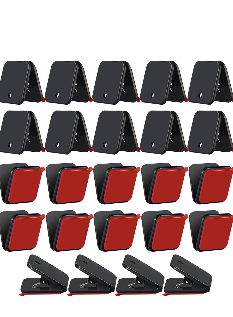 Excefore 24 PCS Self Adhesive Clips, Wall Clips, Shower Curtain Clips, Photo Clips, Poster Clips, Plastic Hanging Spring Clips, Tapestry Clips, Suitable for Office Decorations (Black） - Image 1