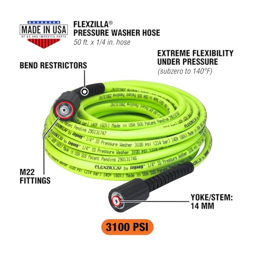Flexzilla Pressure Washer Hose with M22 Fittings, 1/4 in. x 50 ft., ZillaGreen - HFZPW3450M-E - Image 2
