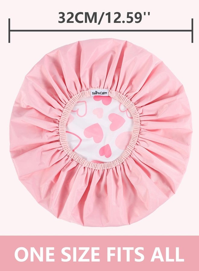 Years Calm Shower Caps For Women Reusable Waterproof，Pattern And Solid Color Dual-Layer Design For Dual-Layer Usable，Protects Hair In Shower, Spa, Cooking, Clean & Travel (Pink, One Size) - Image 4