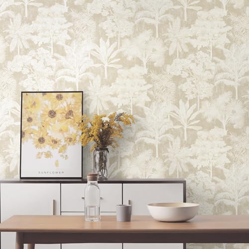 Toduso Vintage Wallpaper Peel and Stick Removable Contact Paper Beige Wall Paper Cream Wallpaper for Bedroom Bathroom Kitchen Cabinets Self Adhesive Vinyl 17.3" x 78.7" - Image 1