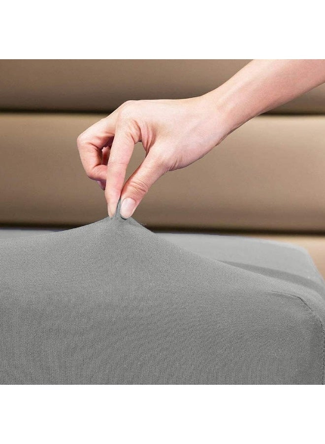 DAN RIVER DAN RIVER 100% Cotton Jersey Fitted Sheet, Queen, Grey, 16 Inch Deep Pockets, Ultra Soft & Breathable, Stretchy Knit Fabric, Fitted Bed Sheet for Queen Mattress  - Image 4