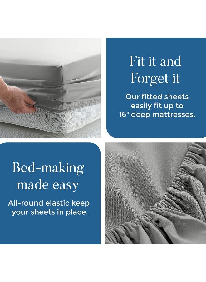 DAN RIVER DAN RIVER 100% Cotton Jersey Fitted Sheet, Queen, Grey, 16 Inch Deep Pockets, Ultra Soft & Breathable, Stretchy Knit Fabric, Fitted Bed Sheet for Queen Mattress  - Image 5