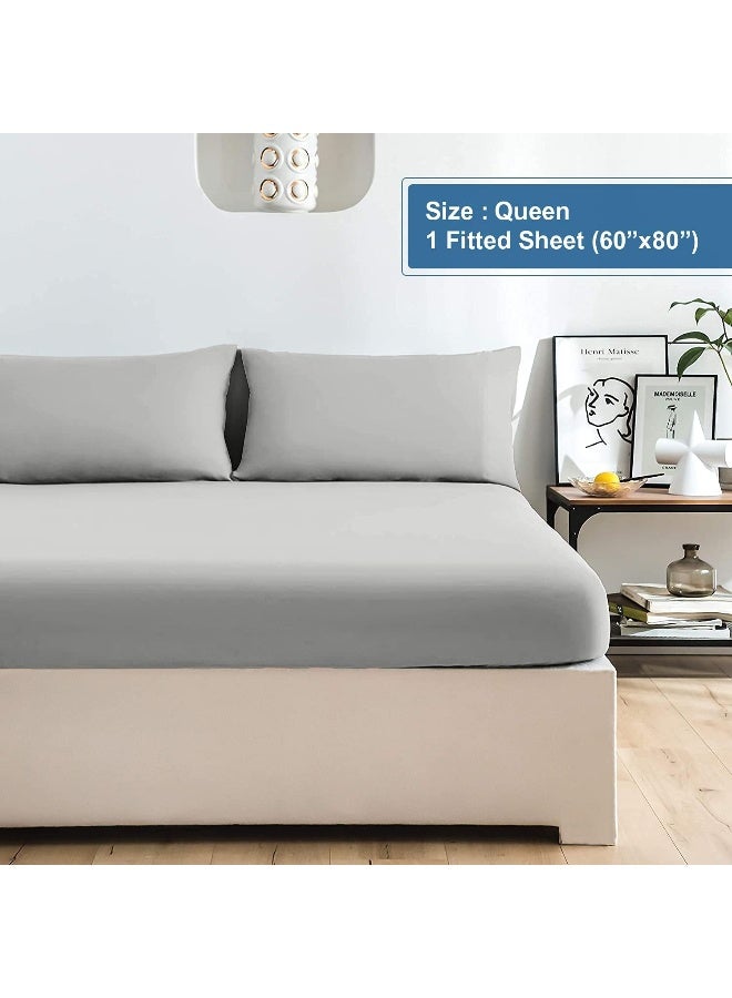 DAN RIVER DAN RIVER 100% Cotton Jersey Fitted Sheet, Queen, Grey, 16 Inch Deep Pockets, Ultra Soft & Breathable, Stretchy Knit Fabric, Fitted Bed Sheet for Queen Mattress  - Image 2