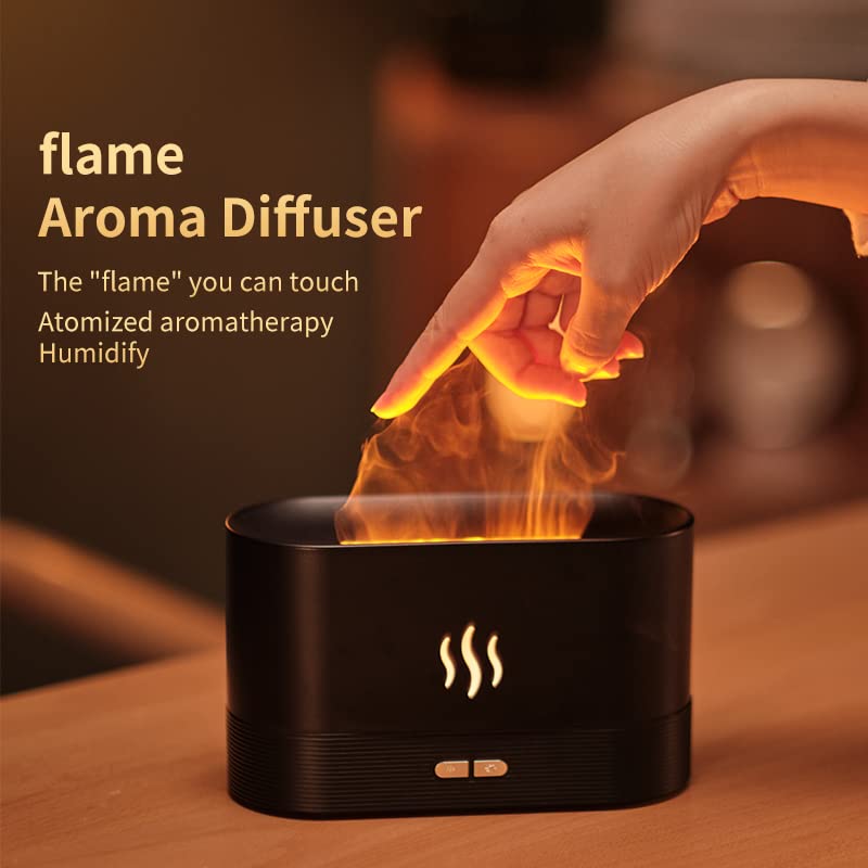 SENMUL Colorful Flame Air Aroma Diffuser Humidifier, Upgraded 7 Flame Colors Noiseless Essential Oil Diffuser for Home,Office,Yoga with Auto-Off Protection 180mL (8Hours Black) - Image 4