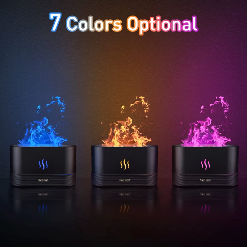 SENMUL Colorful Flame Air Aroma Diffuser Humidifier, Upgraded 7 Flame Colors Noiseless Essential Oil Diffuser for Home,Office,Yoga with Auto-Off Protection 180mL (8Hours Black) - Image 2