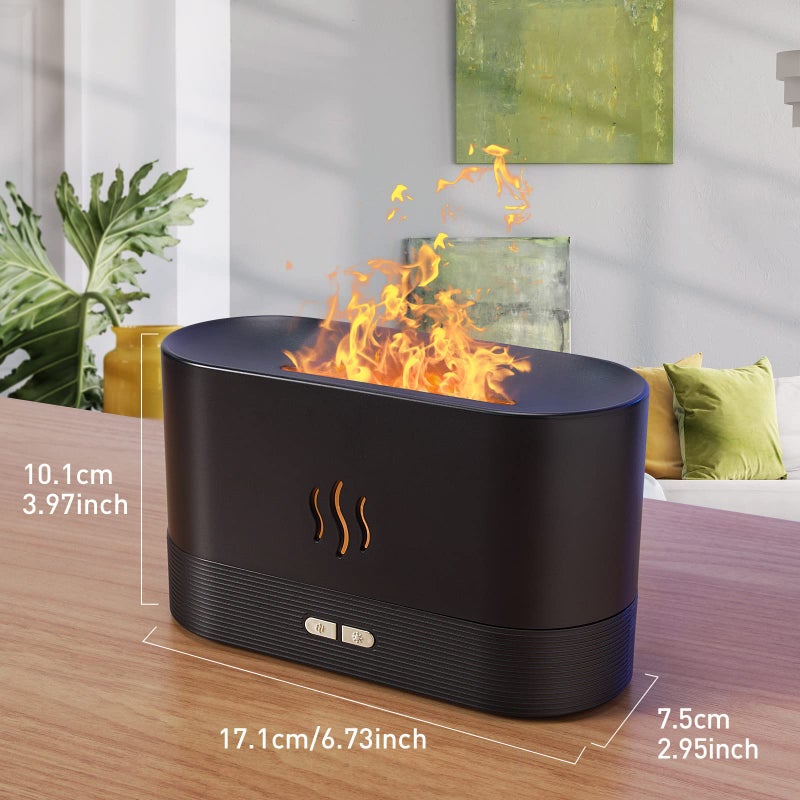SENMUL Colorful Flame Air Aroma Diffuser Humidifier, Upgraded 7 Flame Colors Noiseless Essential Oil Diffuser for Home,Office,Yoga with Auto-Off Protection 180mL (8Hours Black) - Image 3