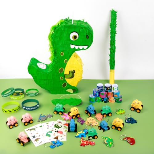 FIGEPO Dinosaur Pinata for Boys Birthday Party Dino Pull String Pinata Birthday Party Supplies for Kids Dinosaur Themed Party 12 x 16 x 3 Inches - Image 5