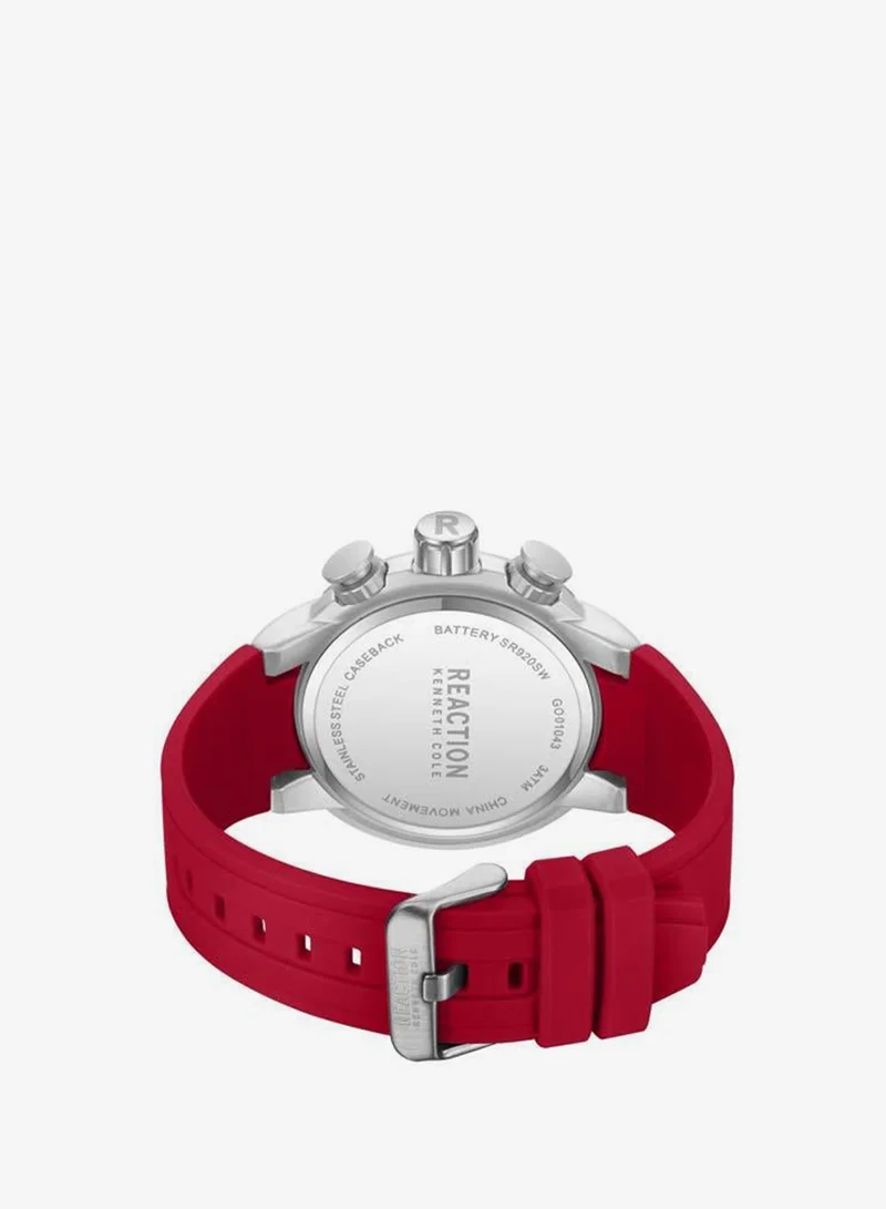 Kenneth Cole Reaction red Red Dial Red Silicone Strap Chronograph Watch for Men, 56.2mm for Men | Best Price UAE