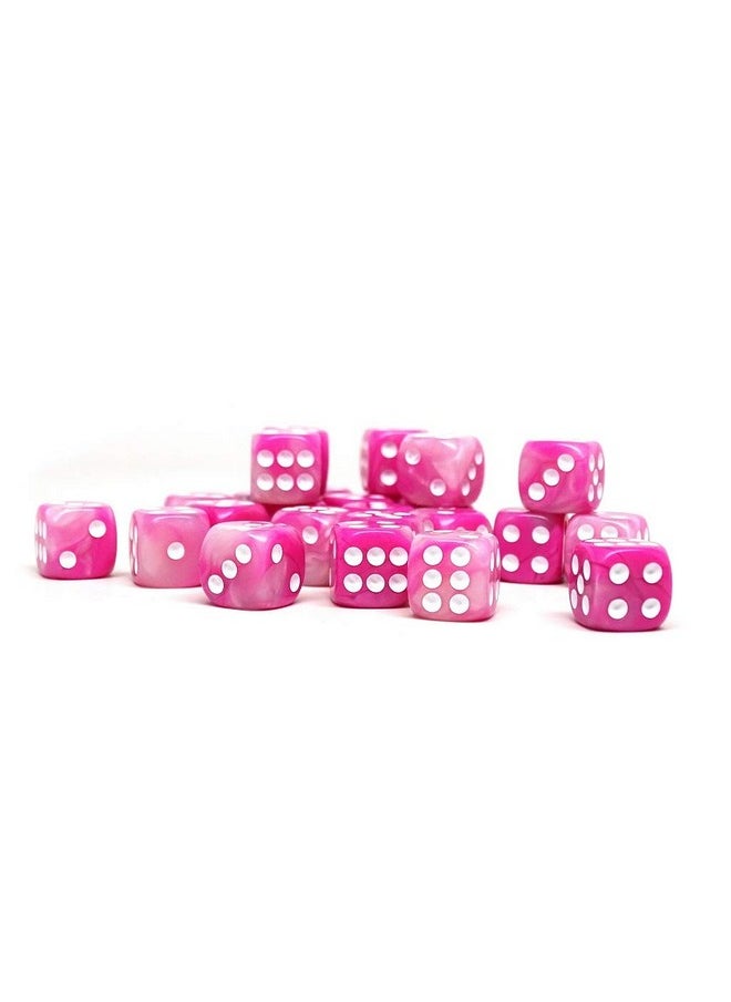 Easy Roller Dice Co. 25 Count Pack of 12mm D6 Dice - Matching Collection of 6 Sided Dice with Pips (Pink Opal)  - Image 1