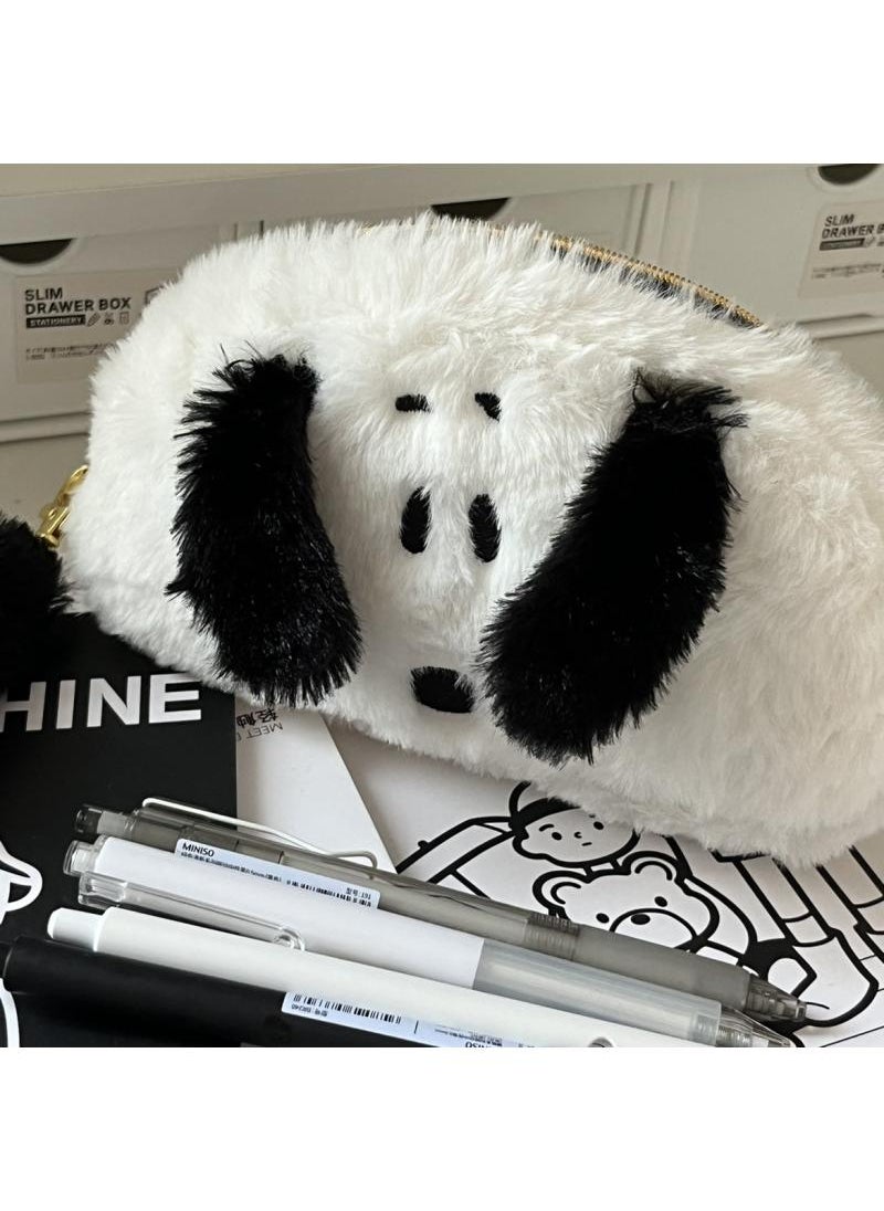 Cartoon Snoopy Pencil Bag Large Capacity Portable Plush Multifunctional Stationery Student