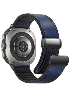KENSUO Magnetic Leather Watch Band Compatible with Samsung Galaxy Watch Ultra 47mm (2024) Magnetic Buckle Design Adjustable Classic Wristbands Accessories Replacement Straps for Men and Women，Blue  - Image 1