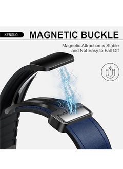 KENSUO Magnetic Leather Watch Band Compatible with Samsung Galaxy Watch Ultra 47mm (2024) Magnetic Buckle Design Adjustable Classic Wristbands Accessories Replacement Straps for Men and Women，Blue  - Image 3