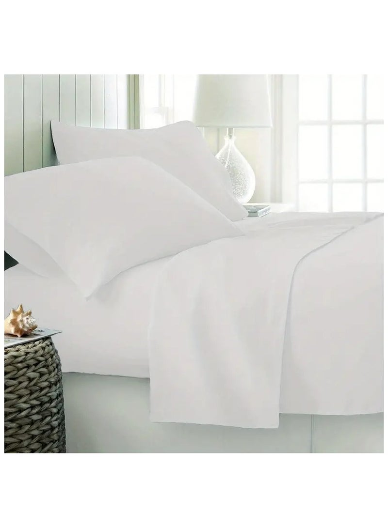 6-Piece Premium Quality Super Soft Light Weight Washable King Size Bedding Set Includes 1xDuvet Cover 220x240 cm, 1xFitted Sheet 230x250 cm, 4x Pillow Cases Cotton White - Image 2