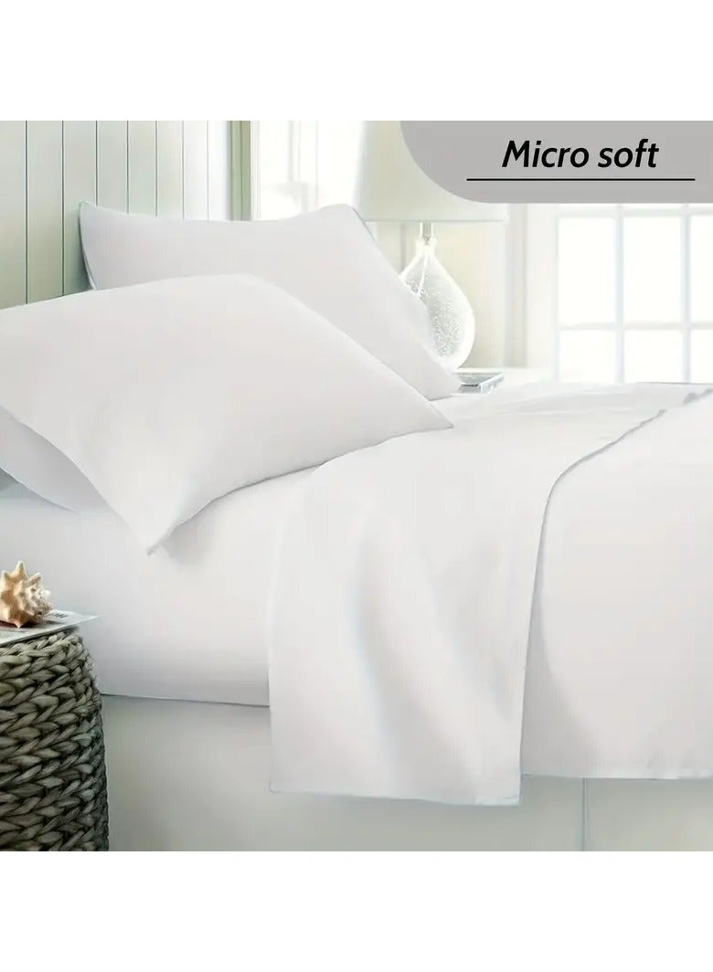 6-Piece Premium Quality Super Soft Light Weight Washable King Size Bedding Set Includes 1xDuvet Cover 220x240 cm, 1xFitted Sheet 230x250 cm, 4x Pillow Cases Cotton White - Image 3