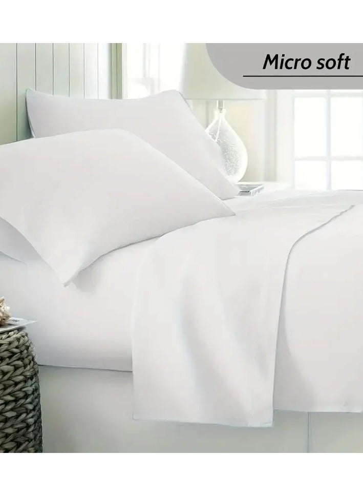 6-Piece Premium Quality Super Soft Light Weight Washable King Size Bedding Set Includes 1xDuvet Cover 220x240 cm, 1xFitted Sheet 230x250 cm, 4x Pillow Cases Cotton White - Image 1