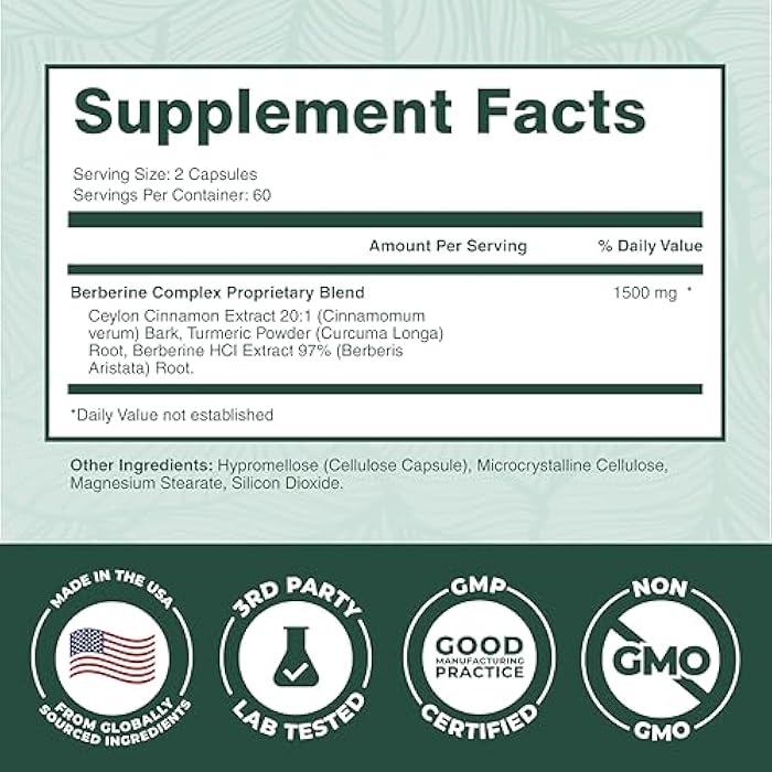 PUREPREMIUM SUPPLEMENTS PurePremium Berberine with Ceylon Cinnamon Complex - 1500mg Berberine Supplement HCl, Cinnamon & Turmeric Supplement Supports Blood Sugar Levels Already Within Normal Range - 2 Month Supply, 120ct - Image 4
