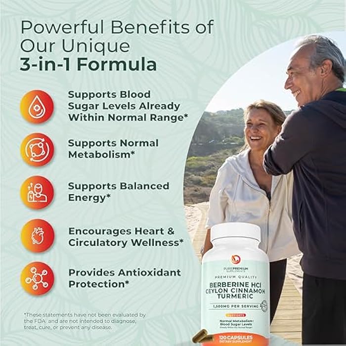 PUREPREMIUM SUPPLEMENTS PurePremium Berberine with Ceylon Cinnamon Complex - 1500mg Berberine Supplement HCl, Cinnamon & Turmeric Supplement Supports Blood Sugar Levels Already Within Normal Range - 2 Month Supply, 120ct - Image 2