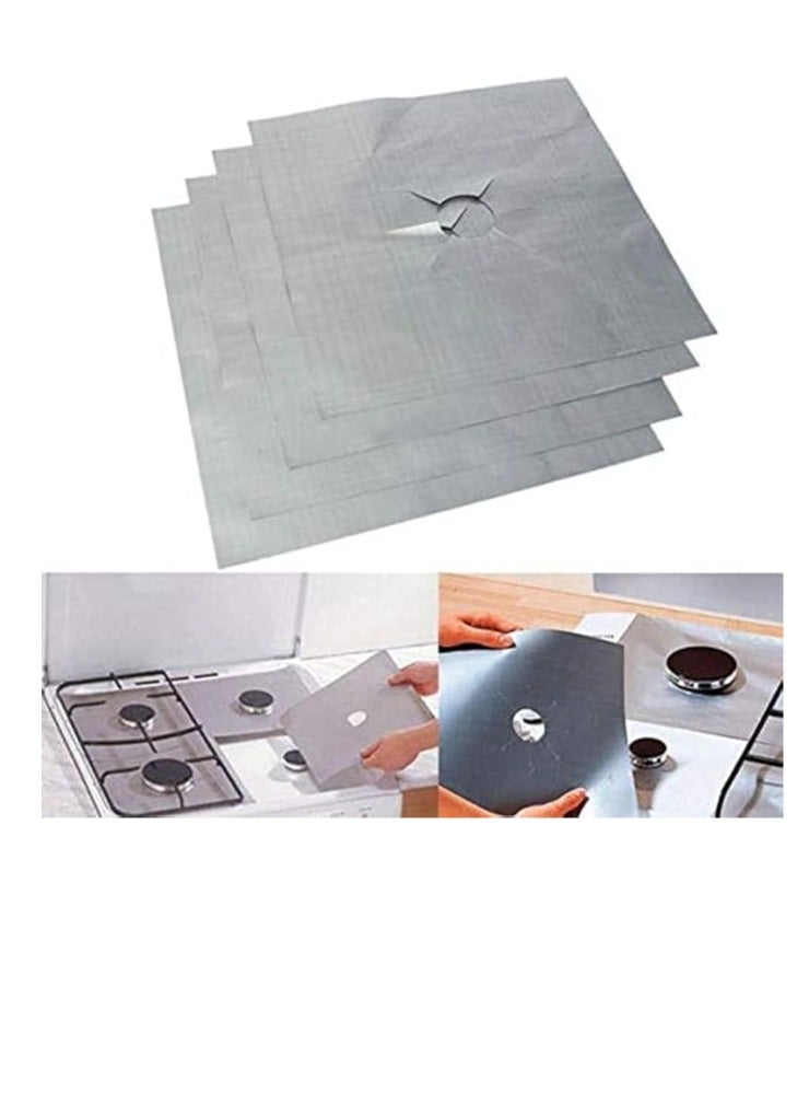 واقيات رقائق الألومنيوم للموقد، 25x25 سم، فضي - عبوة من 12 قطعة - Image 3