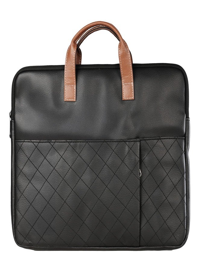 Portronics Encase 104 Laptop Sleeve for 15.6 Inch Laptops, PU Leather Office Bag with Trolley Strap, Smart Inner Pocket, Comes with Handle & Accessory Pockets, Office Laptop Bag/Case/Cover (Black) - Image 1