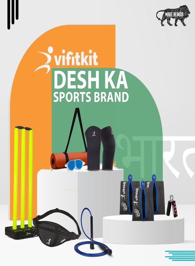 Vifitkit VFK by Xtrim Cricket Stumps with Stand Cricket Kit Plastic Wickets for Cricket Standard Wickets for Cricket Ground, Match, Tournament Stump with Stand & Bails (Black and Flourescent Green) - Image 3