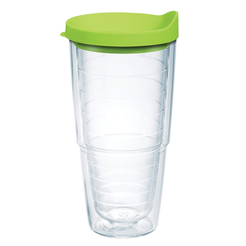 Tervis Clear  Colorful Lidded Made in USA Double Walled Insulated Tumbler Travel Cup Keeps Drinks Cold  Hot 24oz Lime Green Lid