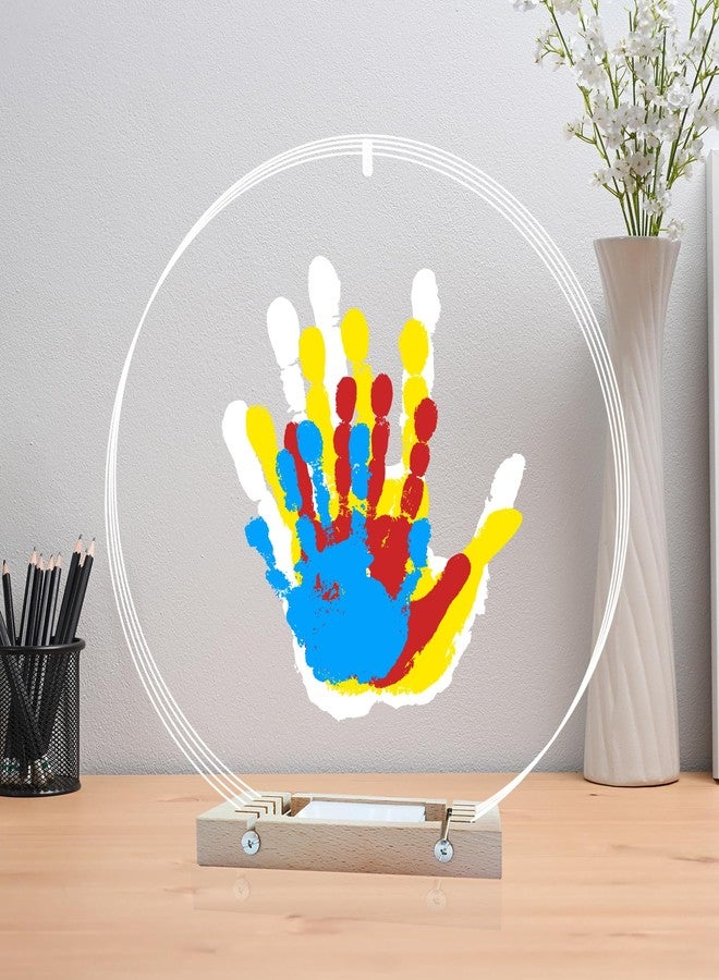 Bixinyo Family Handprint Kit with Light, Baby Hand Print and Footprint Kit, DIY Craft Keepsake, Family Gifts for New Parents, Christmas, Adoption, Baby Shower New Mom Gifts for Boys & Girls (Round) - Image 1