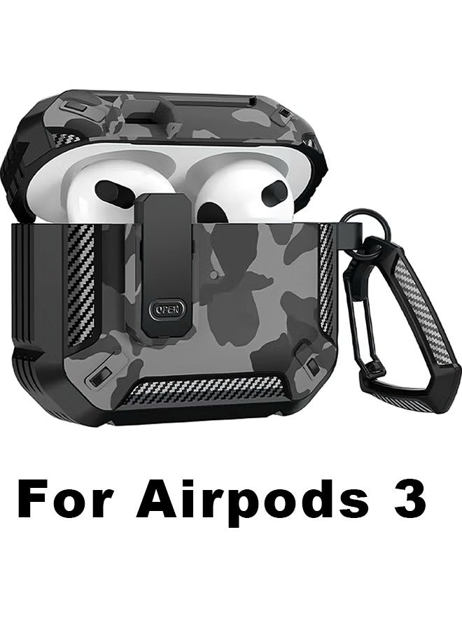Wish Plus Airpods Case For 3 Generation With Anti-Lost Lock Keychain, Hard Shell,Drop-Proof Andshock-Resistant Airpods Cover With Carabiner, Suit For Mountaineering, Hiking, Cycling (Grey) - Image 1
